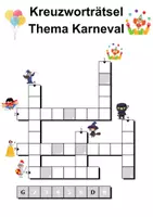 Vorschau - Arbeitsblätter - Kreuzworträtsel mit Lösung Fasching/Karneval (Grundschule) - DaZ/DaF, Deutsch, Wortschatz - Seite 3