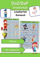 Vorschau - Arbeitsblätter - Lesekarten/Bildkarten Fasching/Karneval einfach - DaZ/DaF, Deutsch (Grundschule) - Deckblatt