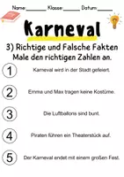 Vorschau - Arbeitsblätter - Fasching/Karneval Leseverstehen und Wortschatz - DaZ/DaF, Deutsch, Sachunterricht - Seite 3