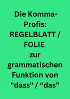 Vorschau - Präsentationen/Tafelbilder - Regelblatt: „dass“ vs. „das“ – Gr leicht gemacht - KL 7.-9. - Deckblatt