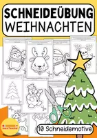 Vorschau - Arbeitsblätter - Schneideübung – 10 weihnachtliche Motive zum Bemalen und Schneiden - Deckblatt