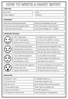 Vorschau - Arbeitsblätter - How to Write a Diary Entry (Overview + Feedback Sheet) - Seite 1