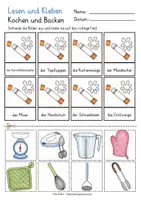 Vorschau - Arbeitsblätter - Kochen und Backen - Lesen und Kleben Deutsch Grundschule und DAZ - Seite 2
