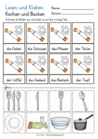 Vorschau - Arbeitsblätter - Kochen und Backen - Lesen und Kleben Deutsch Grundschule und DAZ - Seite 3