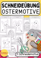 Vorschau - Mal- und Bastelvorlagen - Schneideübung – 11 süße Ostermotive als Fensterbilder - Deckblatt