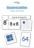 Vorschau - Stationenlernen - Quadratzahlen-Puzzle mit Selbstkontrolle - Deckblatt