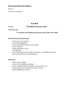 Vorschau - Unterrichtsreihen - Klausur Civil Rights Movement - Deckblatt
