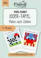 Vorschau - Stationenlernen - Hunderterfeld-Kunst - Pixelkunst - Mosaik im ZR 100 - Deckblatt