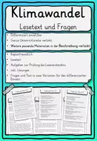 Vorschau - Stundenentwürfe - Lesetext Leseverständnis Klimawandel - Deckblatt
