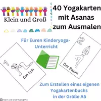 Vorschau - Arbeitsblätter - 40 Yogakarten zum Ausmalen für den Kinderyogaunterricht - Deckblatt