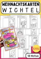 Vorschau - Mal- und Bastelvorlagen - 10 Weihnachtskarten mit süßen Wichtelmotiven (Klasse 3-6) - Deckblatt