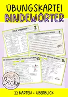 Vorschau - Aufgabenkarten - Bindewörter: Übungskartei 22 Karten inkl. Laufzettel - Deckblatt