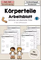 Vorschau - Arbeitsblätter - Körperteile Körper Arbeitsblatt Artikel differenziert - DaZ DaF Sprachförderung - Deckblatt