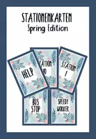 Vorschau - Stationenlernen - Stationenschilder für den Frühling/ Spring und Differenzierung im Englischunterricht - Deckblatt