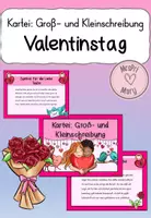 Vorschau - Stationenlernen - Übungskartei: Valentinstag (Groß- und Kleinschreibung) - Deckblatt
