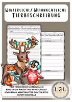 Vorschau - Arbeitsblätter - Tierbeschreibung - Tiere beschreiben an Weihnachten / in der Winterzeit - Deckblatt