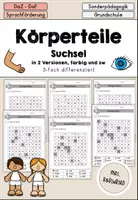 Vorschau - Arbeitsblätter - Körperteile Körper Suchsel - DaZ DaF - Deckblatt