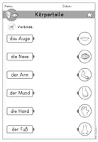 Vorschau - Arbeitsblätter - Körper Körperteile Arbeitsblatt Wortschatz - DaZ DaF - Seite 2