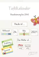 Vorschau - Poster - Tafelkalender / Klassenkalender für die Grundschule (beige) - Deckblatt