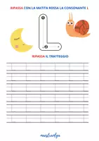 anteprima - Esercizi - Consonante L- Esercizi facilitati di letto-scrittura - Pagina 1