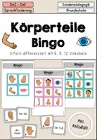 Vorschau - Spiele - Körperteile Körper Bingo 3fach differenziert - DaZ DaF Sprachförderung - Deckblatt