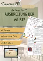 Vorschau - Arbeitsblätter - Afrika - Ausbreitung der Wüsten | Arbeitsblatt & digitale Übung | Erdkunde - Deckblatt