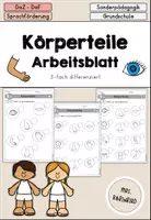 Vorschau - Arbeitsblätter - Körperteile Körper Arbeitsblatt Hörverstehen - DaZ DaF - Deckblatt