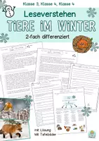 Vorschau - Unterrichtsreihen - Sachtext Tiere im Winter, Wald, Lesen, Lesekompetenz, Klasse, 4, 5, 6. - Deckblatt