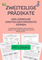 Vorschau - Arbeitsblätter - Zweiteiliges Prädikat - Deckblatt