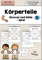Vorschau - Mal- und Bastelvorlagen - Körperteile Körper Himmel und Hölle - Spiel - DaZ DaF - Deckblatt