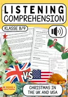 Vorschau - Arbeitsblätter - Listening Comprehension: Christmas in the UK and USA (Klasse 8-9) - Deckblatt