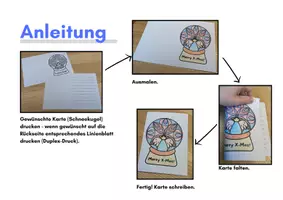 Vorschau - Mal- und Bastelvorlagen - Karten mit Schneekugeln - Mandala-Design, differenziert, Postkarte - Seite 1