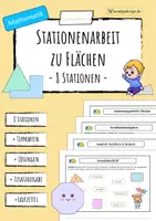 Vorschau - Stationenlernen - FLÄCHEN & Flächenberechnung - Stationenarbeit - Deckblatt