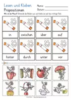 Aperçu - Feuilles d'exercices - Allemand Deutsch Präpositionen Lesen und Kleben - Page 2