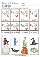 Aperçu - Feuilles d'exercices - Allemand Halloween Lesen und Kleben Deutsch - Page 2
