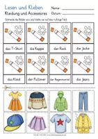 Vorschau - Arbeitsblätter - Lesen und Kleben Kleidung Deutsch Klasse 1 - Seite 2