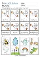 Vista previa - Hojas de trabajo - FRÜHLING Lesen und Kleben Deutsch / Alemán - página 2