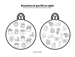 Vista previa - Hojas de trabajo - Encuentra el que NO se repite (Versión Navidad) - página 3