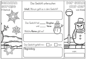 Vorschau - Arbeitsblätter - Mini - Lapbook - Gedicht - Der Schneemann auf der Straße von Robert Reinick - Seite 3