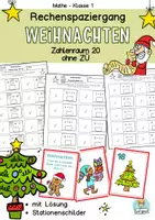 Vorschau - Arbeitsblätter - Klasse 1 Rechenspaziergang ZR 20 Weihnachten ohne ZÜ - Deckblatt
