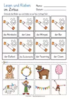 Vorschau - Arbeitsblätter - Deutsch Klasse 1 Lesen und Kleben Zirkus Deutsch - Seite 3