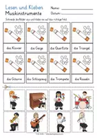 Aperçu - Feuilles d'exercices - allemand: Musik Instrumente Lesen und Kleben deutsch - Page 2