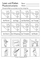 Vista previa - Unidades / Secuencias / Situaciones de Aprendizaje - deutsch / alemán: Lesen und Kleben Musik Instrumente - página 3