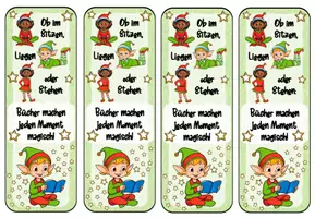 Vorschau - Mal- und Bastelvorlagen - Lesezeichen Elfen - Zum Ausmalen und Ausdrucken - Fünf verschiedene Versionen - Seite 2