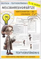 Vorschau - Arbeitsblätter - Lesetexte "Neujahresvorsätze" Fragen + Lösungen (Leseverstehen, Leseverständnis, Textverständnis) - Deckblatt