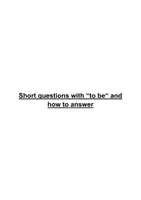 Vorschau - Arbeitsblätter - Short questions with "be" and short answers - Deckblatt