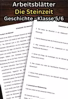 Vorschau - Arbeitsblätter - Arbeitsblatt - Steinzeit - Geschichte 5. Klasse - Deckblatt