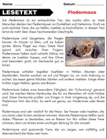 Vorschau - Spiele - Fledermaus: Leseverständnis und Kreuzworträtsel mit Lösungen - Seite 1