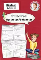 Vorschau - Arbeitsblätter - Klassenarbeit zu den Wortarten und Satzarten (3. Klasse) - Deckblatt