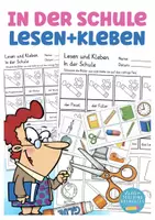 Vorschau - Arbeitsblätter - Schulsachen Lesen und Kleben Deutsch als Zweitsprache - Deckblatt